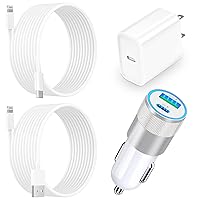 [Apple MFi Certified] iPhone Car Charger Fast Charging, KYOHAYA 48W Dual Port Type-C PD&QC 3.0 Car Charger with 2Pack Lightning Cable + 20W USB-C Power Adapter for iPhone 14 13 12 11 Pro/XS/XR/SE/iPad