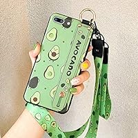 Phone Holder Case for iPhone XR X Xs 11 Pro Max SE 7 8plus Fruit Avocado Soft TPU Neck Wrist Strap Lanyard Case (Green, for iPhone X XS)