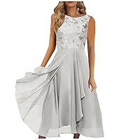 Women's Wedding Dresses for Bride Lace Patchwork Dress Cut-Out Sleeveless Bridesmaid Evening Formal Dresses