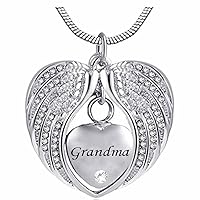 Heart Cremation Urn Necklace for Ashes Urn Jewelry Memorial Pendant with Fill Kit and Gift Box - Always on My Mind Forever in My Heart for Grandma(April)