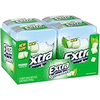 EXTRA Gum Refreshers Spearmint Sugar Free Chewing Gum, 40 Piece Bottle (Pack of 4)