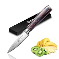 PAUDIN Paring Knife 3.5 Inch, Small Kitchen Knife, High Carbon Stainless Steel Fruit Knife, Ultra Sharp Knife for Cutting and Peeling, Ergonomic Pakkawood Handle