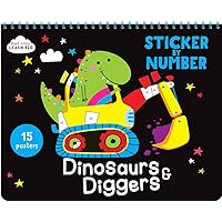 Sticker by Number Dinosaurs, Diggers, & More For Kids Ages 3 to 6: 15 Pictures Include Dinosaurs, Trucks, Cars, Rockets, Trains, Planes, and more!