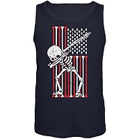Old Glory 4th of July Dabbing Skeleton American Flag Skulls Mens Tank Top Navy SM