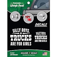 Silly Boys Trucks are for Girls Car Stickers - Set of 2 White Car Window Decals Vinyl Sticker Bumper Stickers for Girl Truck Sticker