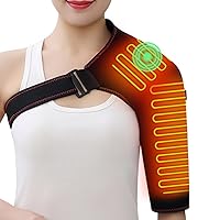 Heated Shoulder Brace with Massager Portable Electric Heating Pad for Shoulder Pain and Upper Arm Muscle Massage Heated Wrap for Shoulder Left