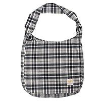 N/A Plaid Women Simple Shoulder Bag Soft Cloth Fabric Handbag Large Capacity Cotton Tote Sanding Canvas Bag