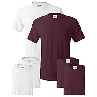 Hanes mens 5.2 oz. ComfortSoft Cotton T-Shirt(5280)-MAROON/WHITE-2XL-3PK
