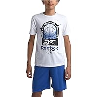 Reebok Boys' Active Shorts Set - 2 Piece Short Sleeve T-Shirt and Gym Shorts - Casual Summer Outfit Set for Boys (8-12)