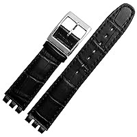 17mm 19mm Genuine Calf Leather Wrist Strap For Swatch Watch Band Men Women Alligator Pattern Bracelet Watchband Accessories