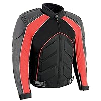 NexGen SH2153 Men's Black Armored Moto Textile and Leather Combo Jacket