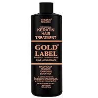 Gold Label Professional Brazilian Keratin Blowout Hair Treatment Super Enhanced Formula Specifically Designed for Coarse, Curly, Black, African, Dominican, and Brazilian Hair Types (1000ml)
