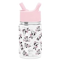 Simple Modern Disney Kids Water Bottle Plastic BPA-Free Tritan Cup with Leak Proof Straw Lid | Reusable and Durable for Toddlers, Girls | Summit Collection | 12oz, Minnie Mouse Retro
