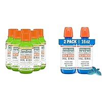 Dentist Formulated Fresh Breath Oral Rinse, Mild Mint, 3 Fl Oz (Pack of 6) and Mouthwash, ICY Mint, 16 Fl Oz (Pack of 2)