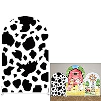 Cow Arch Backdrop Covers Farm Theme Party Arched Stretchy Background for Birthday Parties Decoration Baby Shower Kids Photo Booth Arched Props GX-252-2.5x6ft