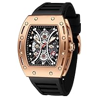 MF MINI FOCUS Men's Watch Fashion Tonneau Wristwatches (Chronograph/Waterproof/Luminous/Calendar) Silicone Strap Quartz Watch for Men