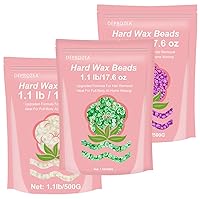 1.1lb Coconut & 1.1lb Aloe & 1.1lb Violet, Pack of 3, DEPROZEA Hard Wax Beads for Painless Hair Removal on Sensitive Skin, Ideal for Full Body, Facial, Eyebrow, Brazilian Bikini, and Legs