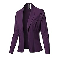 Women's Awesome 21 Solid Long Sleeve Open Front Office Blazer Jacket