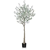 5ft Artificial Eucalyptus Tree, Fake Eucalyptus Tree with White Silver Dollar Leaves, Silk Faux Eucalyptus Tree with Plastic Nursery Pot, Artificial Plants for Home Office Indoor Decor,1 Pack