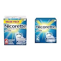 Nicorette 4mg Nicotine Gum to Quit Smoking - White Ice Mint Flavored Stop Smoking Aid, 160 Count & 2mg Nicotine Gum to Help Quit Smoking - White Ice Mint Flavored Stop Smoking Aid, 160 Count