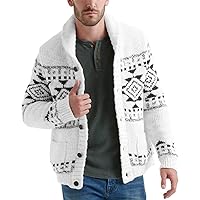 Esobo Men's Shawl Collar Cardigan Sweater Multi-Color Button Down Knitted Sweaters with Pockets
