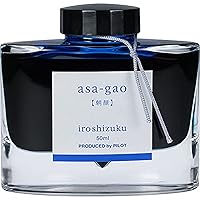 PILOT Iroshizuku Bottled Fountain Pen Ink, Asa-Gao, Morning Glory (Dark Blue) 50ml Bottle (69203), Vivid Purplish Blue