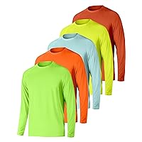 5 Pack Men's Shirts Long Sleeve Workout Fishing T Shirts UPF 50+ Sun Protection Rash Guard Dry Fit Athletic Running Tee Tops