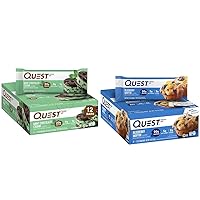 Quest Nutrition Mint Chocolate Chunk Protein Bars, High Protein, Low Carb, Gluten Free & Blueberry Muffin Protein Bars, High Protein, Low Carb, Gluten Free, 12 count