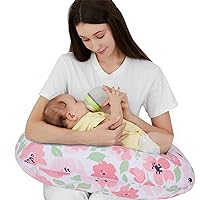 Nursing Pillow for Breastfeeding, Ergonimic Support Breastfeeding Pillow for Breast Feeding and Bottle Feeding, Breathable Feeding Pillow for Mom and Baby, Pink Bloom