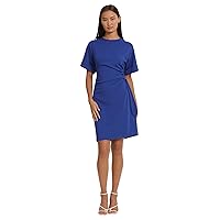 Donna Morgan Women's Sleek and Sophisticated Side Ruched Ad Tie Detail Dress Workwear Event Occasion Guest of