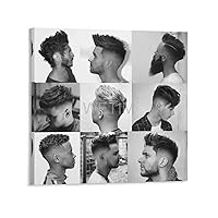 AYTGBF Men's Hairstyles Barber Shop Decor Posters Beauty Salon Poster (17) Canvas Painting Wall Art Poster for Bedroom Living Room Decor 16x16inch(40x40cm) Frame-style
