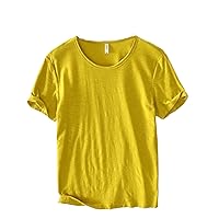 Short-Sleeved T-Shirt Pure Cotton Casual Short T-Shirt for Men Solid Color Thin Round Neck T-Shirt