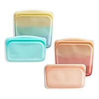 Stasher Reusable Silicone Storage Bag, Food Storage Container, Microwave and Dishwasher Safe, Leak-free, 4-Pack Lunch/Travel Bundle, Endangered Seas