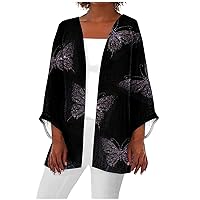 Womens Kimono Cardigans Lightweight Summer 2024 Open Front Casual Beach Cover Up for Vacation Red