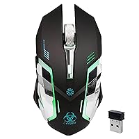 Wireless Gaming Mouse, Silent Wireless Mouse, Rechargeable Computer Mice with Colorful RGB LED Lights and 3-Level-Adjustable DPI, 6 Buttons Mouse with Side Buttons for Laptop and Desktop