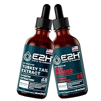 E2H Mushroom Bundle - Turkey Tail & Red Banded Extracts - Immune Support, Focus, Digestive Health, Energy - Non-GMO, Vegan - 2 Fl Oz Each (4 Fl Oz Total) - Bundle