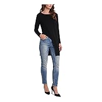 Vince Camuto Womens Black Cut Out Darted Asymmetrical Long Sleeve Round Neck Tunic Top S