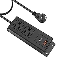 Multi Plug Outlet with USB C 20W Wall Mounted Power Strip Desk Mountable Extension Cord with Type C Flat Plug Power Station for Home Workshop Dorm Travel
