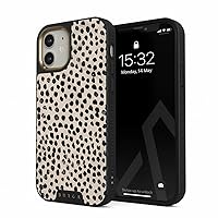 BURGA Phone Case Compatible with iPhone 12 - Black Polka Dots Pattern Nude Almond Latte - Cute But Tough with CloudGuard 2-in-1 Defense System - Luxury iPhone 12 Protective Scratch-Resistant Hard Case