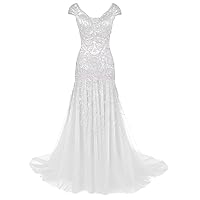 Wedding Dresses Long Prom Dress Mermaid Mother of The Bride Dress Cap Sleeve Embroidery Beaded