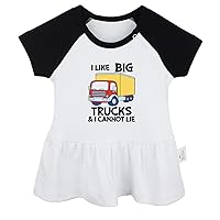 I Like Big Trucks and I Cannot Lie Pattern Dresses, Newborn Baby Girls Princess Dress, Toddler Infant Ruffles Skirts