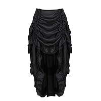 Women's Steampunk Skirt Ruffle High Low Outfits Gothic Plus Size Pirate Dressing