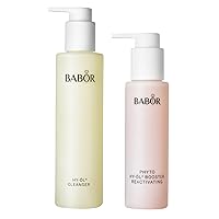 BABOR HY-OL Cleanser & Phyto HY-OL Booster Reactivating Set, Double Cleansing, Oil Cleanser and Makeup Remover Oil, Soothes and Reinvigorates Dry Skin