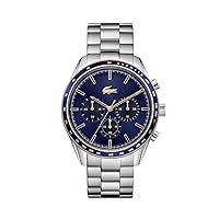 Lacoste Boston Men's Chronograph Stainless Steel and Link Bracelet Casual Watch, Color: Silver (Model: 2011081)