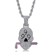 Skull CZ Pendant Hip Hop Iced Out Bling 18K Gold Plated Chain 5A+ Cubic Zirconia Necklace for Men Women
