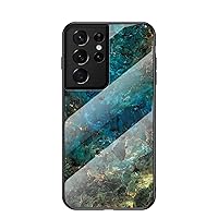 Marble Motif Stained Glass Phone Case for Samsung Galaxy S24 Ultra, Light and Thin Gorgeous Back Cover, Feel Comfortable Protective Shell Green