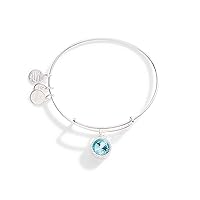 Birthstones Expandable Bangle for Women, Birthday Crystal Charms, Shiny Finish, 2 to 3.5 in