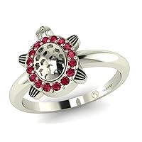 | 925 Sterling Silver Natural Gemstone Engagement Turtle Design Ring For Women (0.09 Ct, 1.15MM, 3.30 Grams, Gemstone Birthstone, Available 5,6,7,8,9)