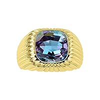 Gorgeous 12MM Alexandrite or Aquamarine in Yellow Gold Plated Silver .925