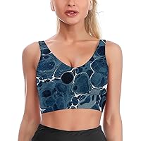 Marbled Paper Women's Sports Bra Wirefree Bras U-Shaped Neckline Yoga Vest Workout Tank Top